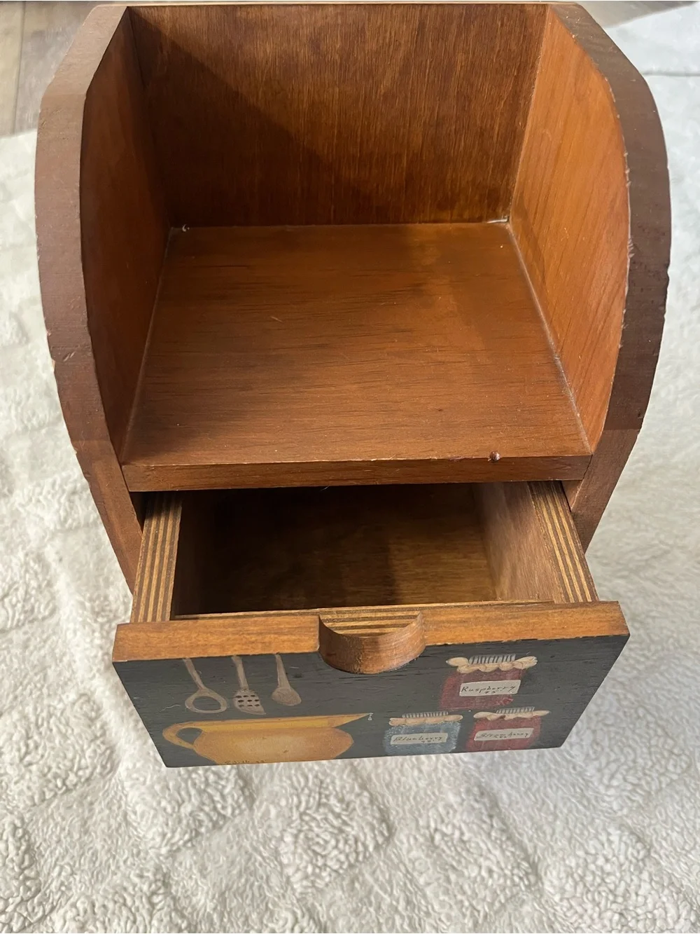 Vintage Hand-Painted Wooden Kitchen Storage Organizer in bold colors